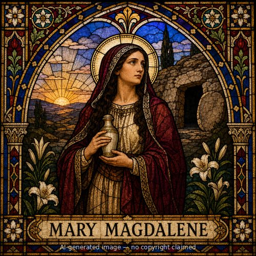 Mary Magdalene — stained-glass style portrait