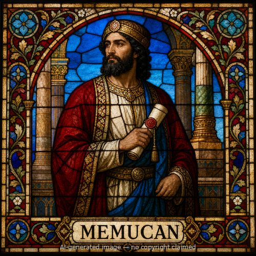 Memucan — stained-glass style portrait