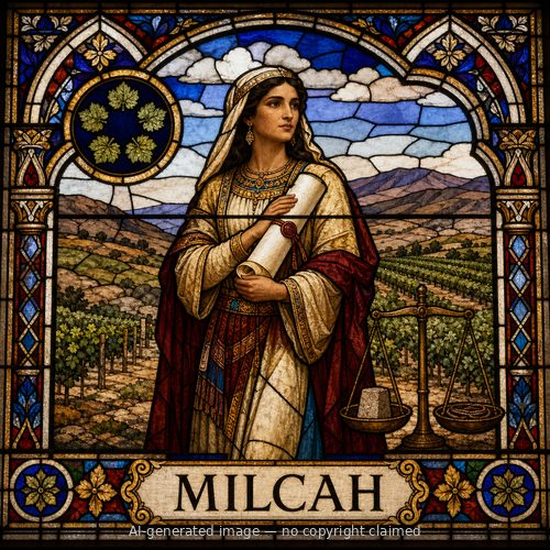 Milcah — stained-glass style portrait