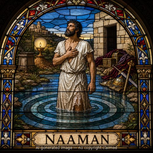 Naaman — stained-glass style portrait