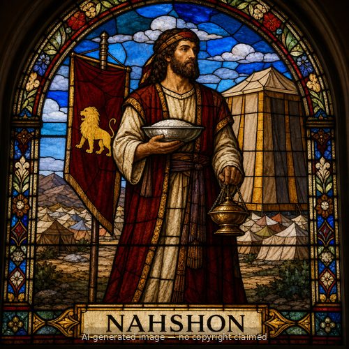 Nahshon — stained-glass style portrait