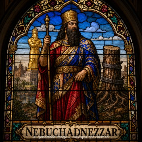 Nebuchadnezzar — stained-glass style portrait