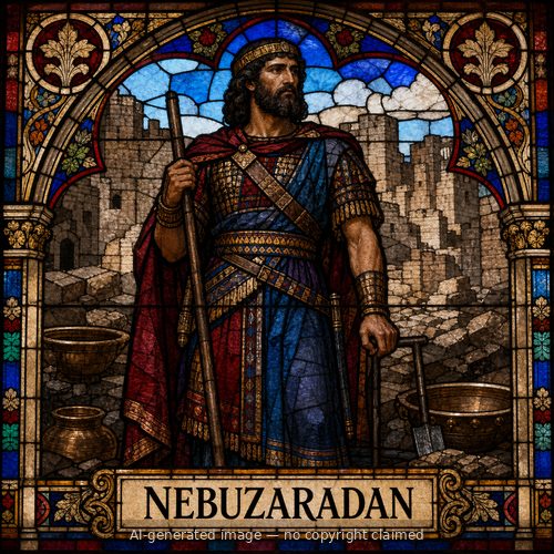 Nebuzaradan — stained-glass style portrait