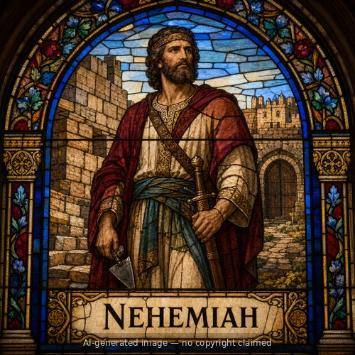 Nehemiah — stained-glass style portrait