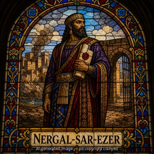 Nergal-sar-ezer — stained-glass style portrait