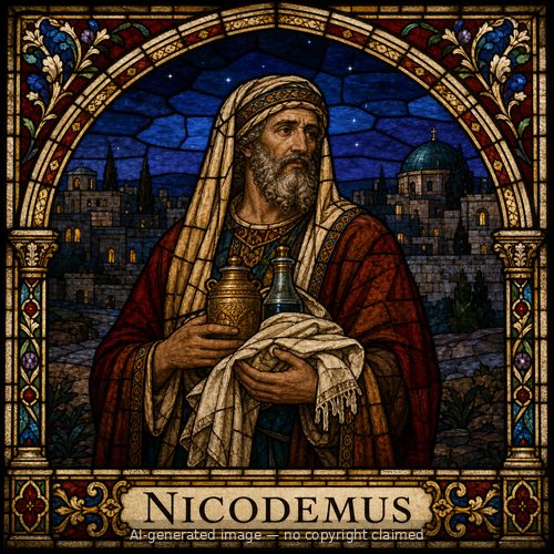 Nicodemus — stained-glass style portrait