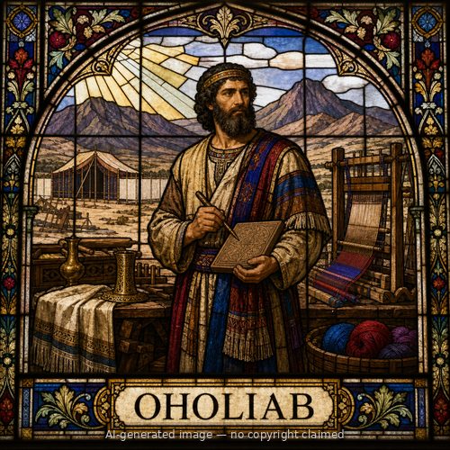 Oholiab — stained-glass style portrait