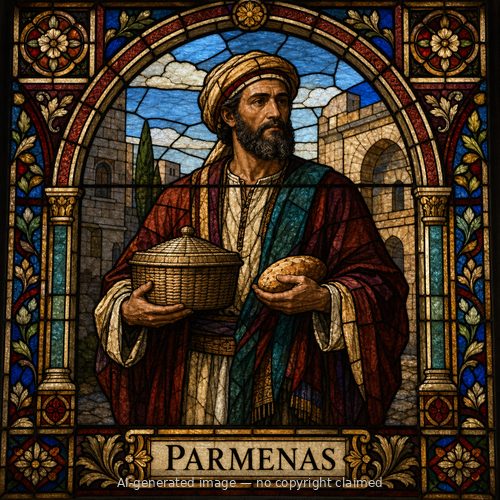 Parmenas — stained-glass style portrait