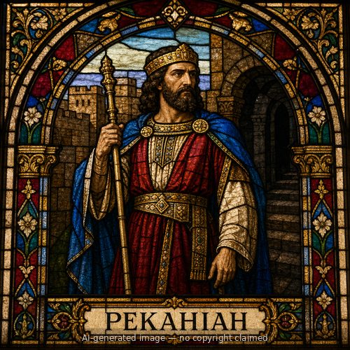 Pekahiah — stained-glass style portrait