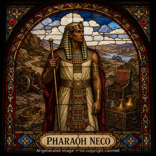 Pharaoh Neco — stained-glass style portrait