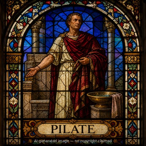Pilate — stained-glass style portrait