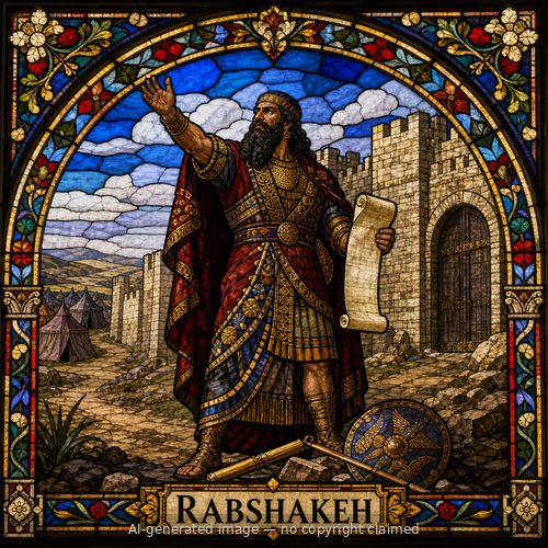 Rabshakeh — stained-glass style portrait