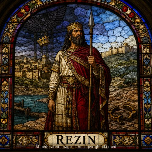 Rezin — stained-glass style portrait