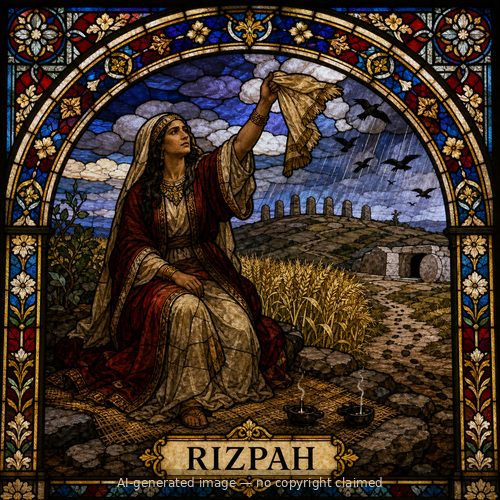 Rizpah — stained-glass style portrait