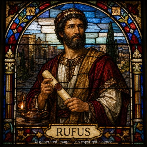 Rufus — stained-glass style portrait