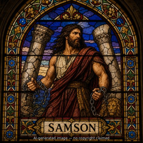 Samson — stained-glass style portrait