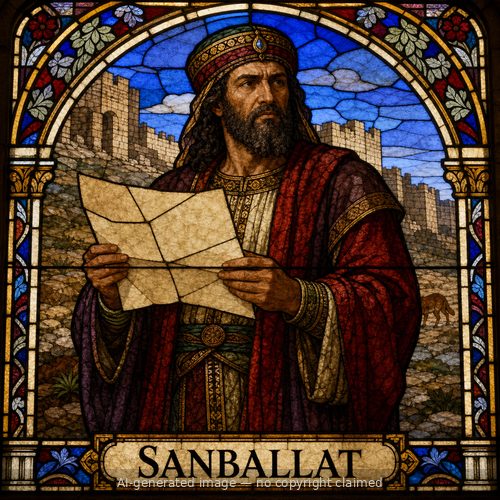 Sanballat — stained-glass style portrait