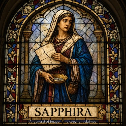 Sapphira — stained-glass style portrait