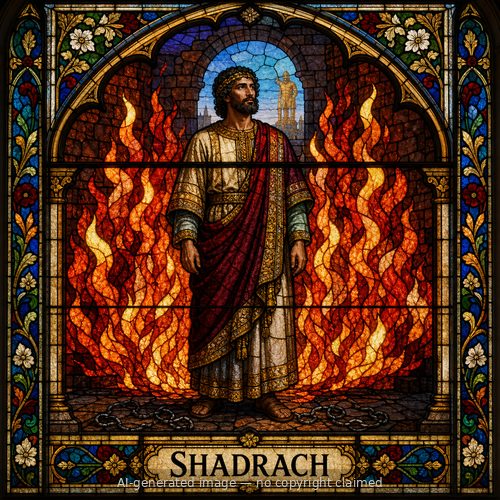 Shadrach — stained-glass style portrait