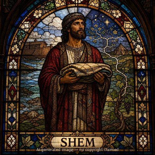 Shem — stained-glass style portrait