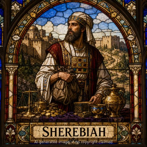 Sherebiah — stained-glass style portrait