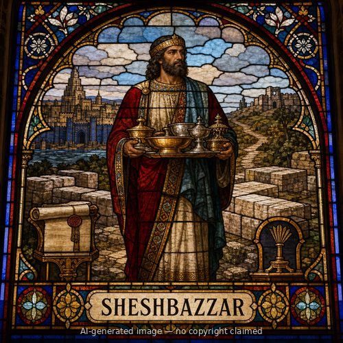 Sheshbazzar — stained-glass style portrait