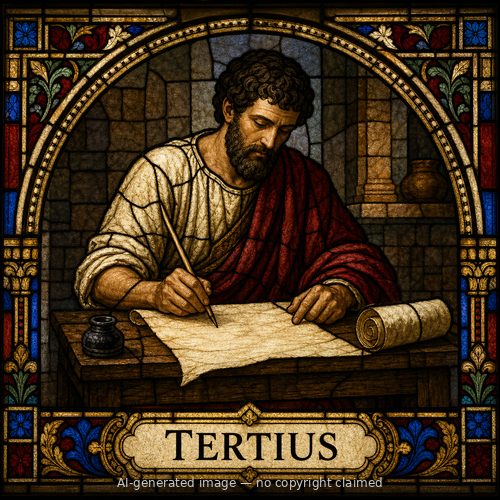 Tertius — stained-glass style portrait