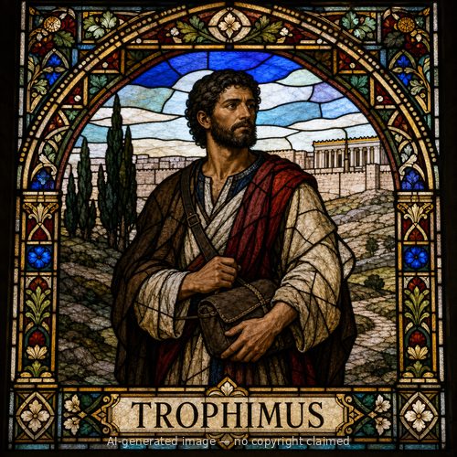 Trophimus — stained-glass style portrait