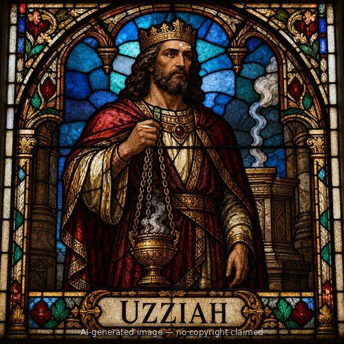 Uzziah — stained-glass style portrait