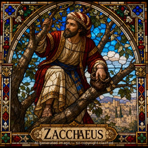 Zaccheus — stained-glass style portrait