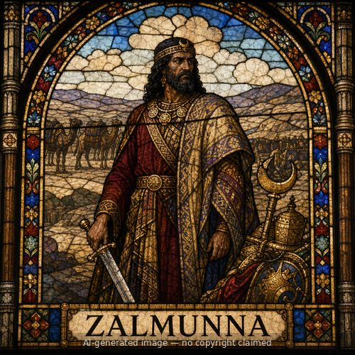 Zalmunna — stained-glass style portrait
