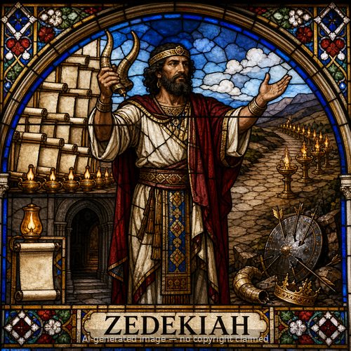 Zedekiah — stained-glass style portrait
