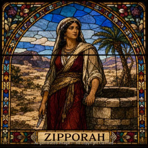 Zipporah — stained-glass style portrait